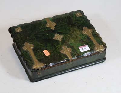 Lot 206 - A Victorian faux malachite and brass mounted...