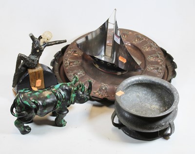 Lot 212 - A Newlyn style copper tray, of circular form,...