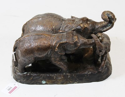 Lot 100 - A 20th century bronze figure group of a family...
