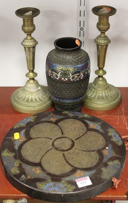Lot 111 - A Chinese cloisonne enamel vase of ovoid form,...