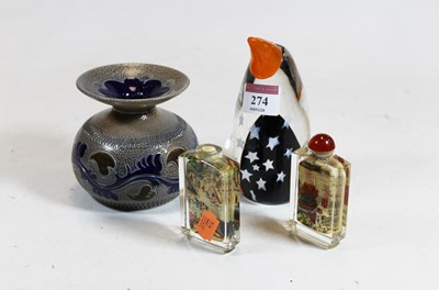 Lot 274 - A Caithness Shuffle the Penguin glass...