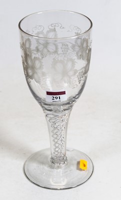 Lot 291 - A large glass goblet, etched with fruiting...