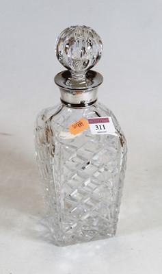 Lot 311 - A modern cut glass decanter and stopper,...
