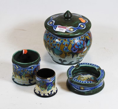 Lot 313 - A Dutch Gouda Pottery jar and cover, in the...