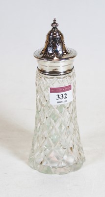 Lot 332 - A George V sugar sifter, having a cut glass...