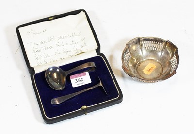 Lot 352 - A George V silver two-piece christening set,...