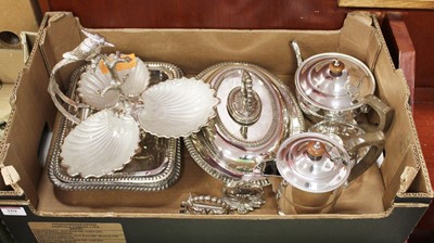 Lot 359 - A box of miscellaneous silver plate, to...