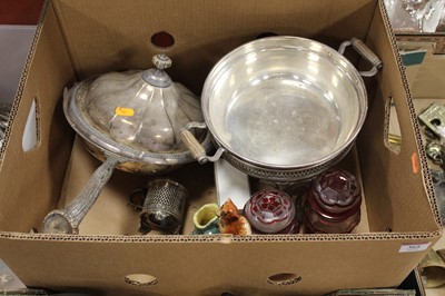 Lot 365 - A box of miscellaneous items, to include ruby...