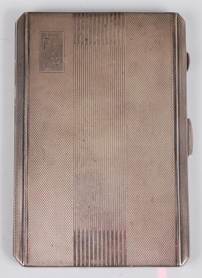 Lot 90 - A large Art Deco silver pocket cigarette case,...