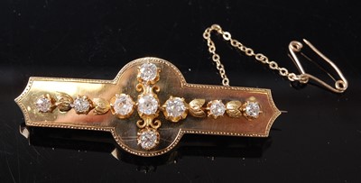 Lot 2553 - A late Victorian yellow metal diamond bar...