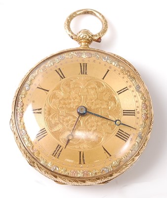 Lot 2519 - An 18ct gold open face keywind pocket watch,...