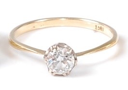 Lot 2529 - A yellow and white metal diamond single stone...