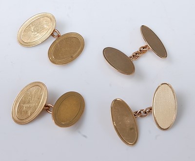 Lot 2538 - Two pairs of 9ct yellow gold double-ended...