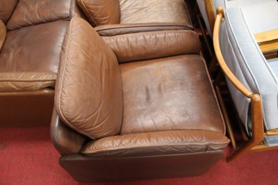 Lot 371 - De Sede - a 1960s tan leather four-piece suite,...