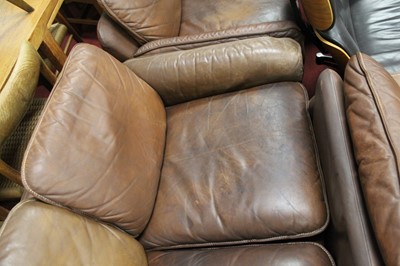 Lot 371 - De Sede - a 1960s tan leather four-piece suite,...