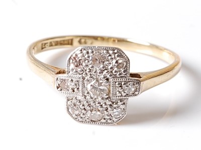 Lot 2555 - A yellow and white metal diamond oblong...