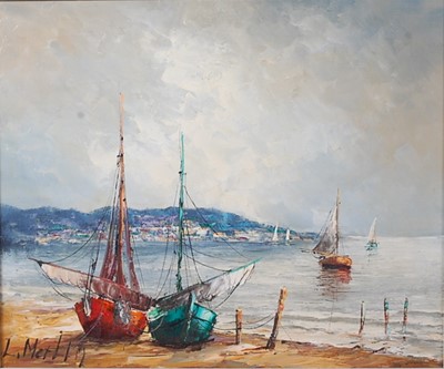 Lot 271 - L. Merlin - Sailing boats along the...