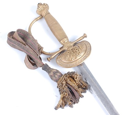 Lot 2262 - A Victorian Court sword, the 80cm blade etched...