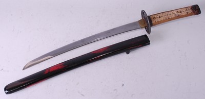 Lot 49 - * A Japanese Shinto Settsu Wakizashi, the 38cm...