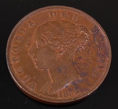 Lot 2096 - Great Britain, 1854 half penny, Victoria bun...