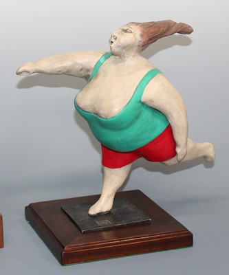 Lot 185 - Christian Paix - Woman exercising, painted...