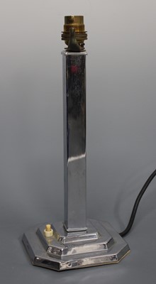 Lot 84 - An Art Deco chrome table lamp, the brass...