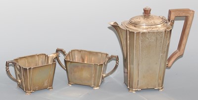 Lot 138 - An Art Deco silver three-piece coffee set,...