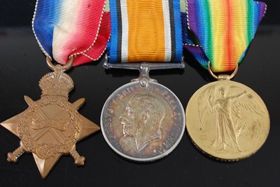 Lot 2122 - A WW I trio to include 1914-15 Star, naming...