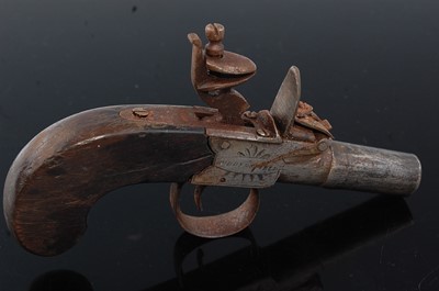 Lot 2267 - A 19th century flintlock box-lock pocket...