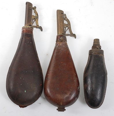 Lot 2347 - A 19th century leather shot flask of typical...