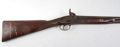 Lot 2284 - A 19th century percussion rifle, having an...