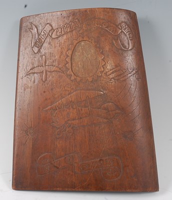 Lot 2371 - A WW I mahogany D.H. 9 propeller tip, one side...