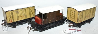 Lot 351 - 3 Hornby Dublo Post War SR Goods Wagons, Meat...