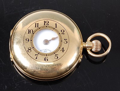 Lot 2583 - An 18ct yellow gold lady's half hunter keyless...