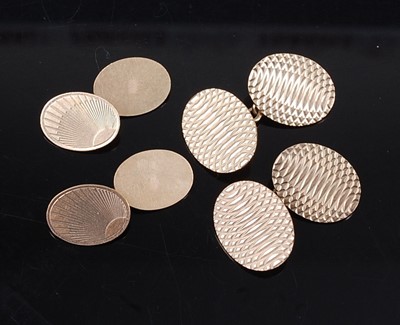 Lot 2591 - Two pairs of 9ct yellow gold double-ended...