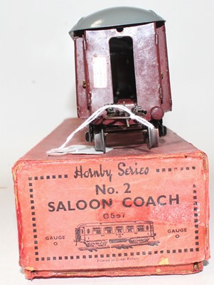 Lot 249 - 1930-41 Hornby No.2 LMS 402 Saloon Coach, roof...
