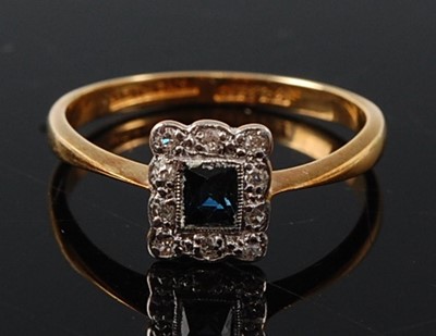 Lot 2604 - A yellow and white metal, sapphire and diamond...