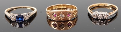 Lot 356 - Three rings, being a yellow and white metal,...