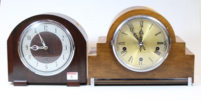 Lot 6 - An Enfield Royal Art Deco walnut cased mantel...