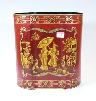 Lot 10 - A modern Toleware type waste-paper bin, of...