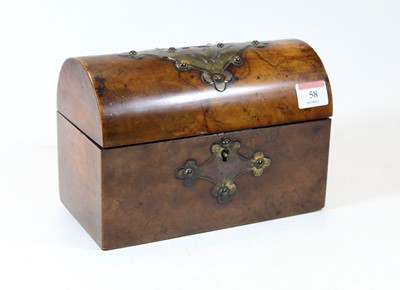 Lot 58 - A Victorian walnut and brass bound dome-topped...