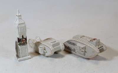 Lot 241 - Three pieces of crested cabinet china, to...