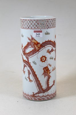 Lot 243 - A Chinese export vase, of cylindrical form,...