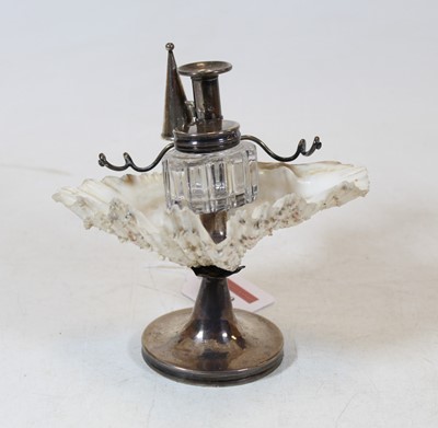 Lot 269 - A desk stand having silver candlestick with...