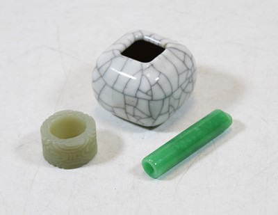 Lot 309 - A spinach coloured jadeite pendant, of...