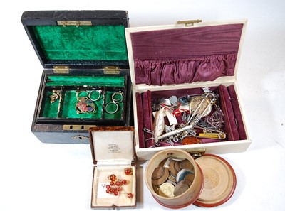 Lot 422 - An early 20th century leather clad jewellery...