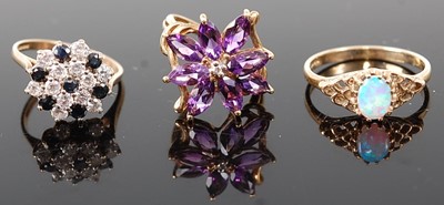 Lot 368 - A contemporary 9ct gold, blue and white stone...