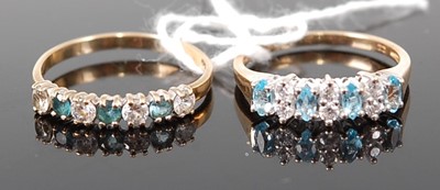 Lot 370 - A modern 9ct gold, blue topaz and white stone...