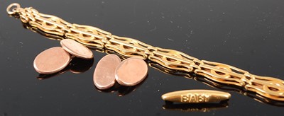 Lot 375 - A pair of 9ct gold gent's cufflinks; together...