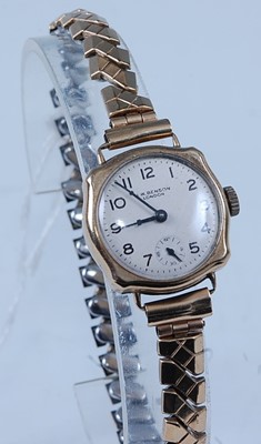 Lot 398 - A JW Benson lady's 9ct gold cased manual wind...